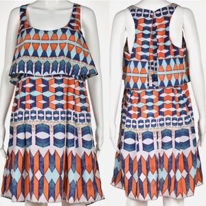 Jessica Simpson Tribal Print Tiered Sleeveless Flare Skirt Sundress size 16W EUC
